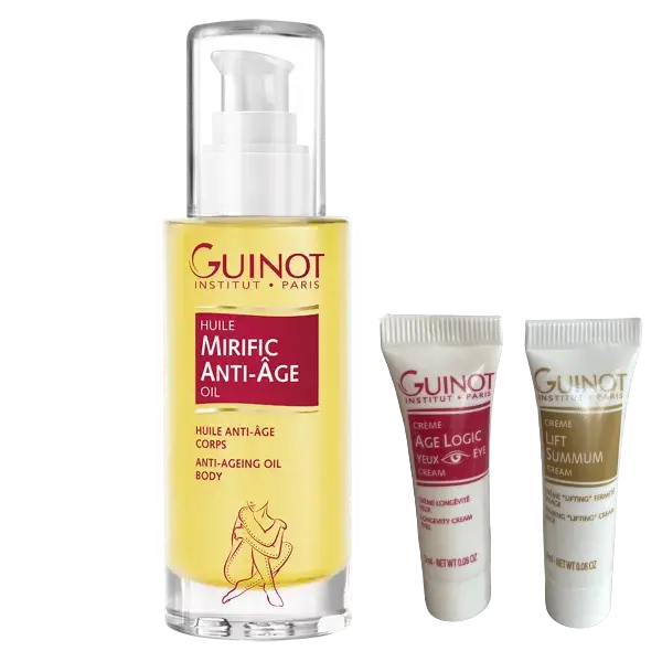 GUINOT - Huile Anti-Age Mirific - 90ml + 2 Crèmes GUINOT OFFERTES - Ma boutique