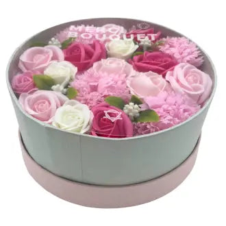 Cadeau Fleurs de Savon- Boite Ronde- Rose Rouge - Ma boutique
