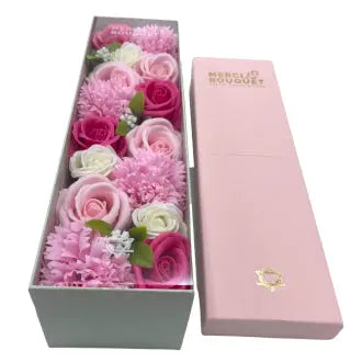 Cadeau Fleurs de Savon- Boite Longue (28cm)- Rose Rouge - Ma boutique